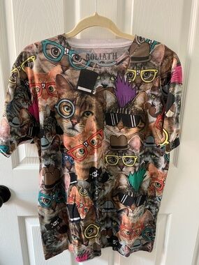 Goliath Men’s Short Sleeve Graphic Cat Print Tee - Multicolor